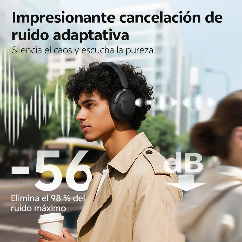 QCY-auriculares por encima de la oreja, cascos con sonido espacial LDAC de alta resolución, H3S -56dB, inalámbricos ANC adaptables, Bluetooth 6,0, doble controlador 102H - imagen 2