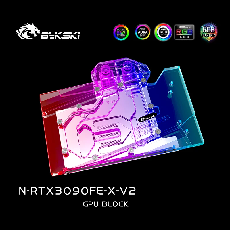 Bykski-bloque de agua para NVIDIA RTX3090, tarjeta de GPU/Bloque de cobre compatible con tarjeta de vídeo 3090 FE/placa trasera A-RGB RURA - imagen 5