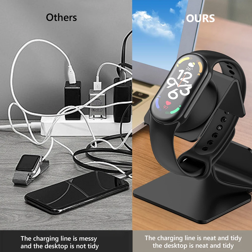 Charger Charging Stand for Xiaomi Mi Band 8 Aluminium Charger Desk Holder Silicone Card Coil Non-Slip Mat Charging Stand Dock - imagen 4