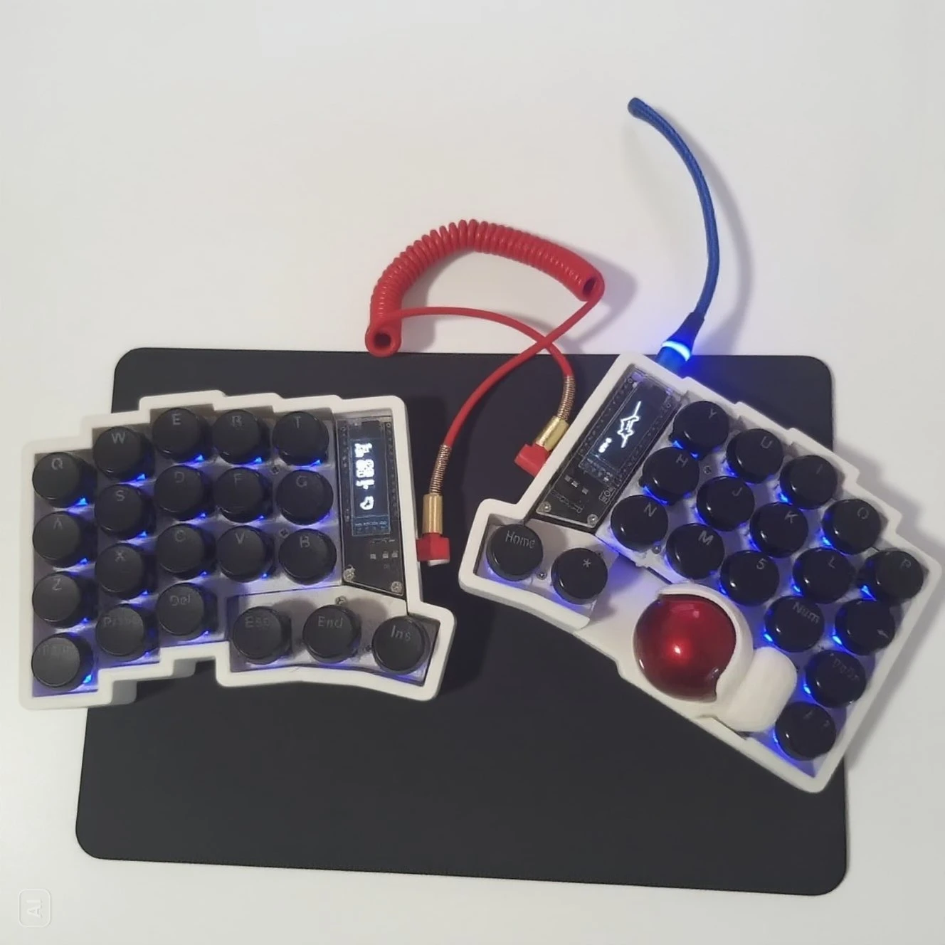 Trackball 39/47/59 teclado dividido pantalla OLED personalizada RGB intercambio en caliente Trackball juego dividido Kit de teclado mecánico soporte Vial - imagen 5