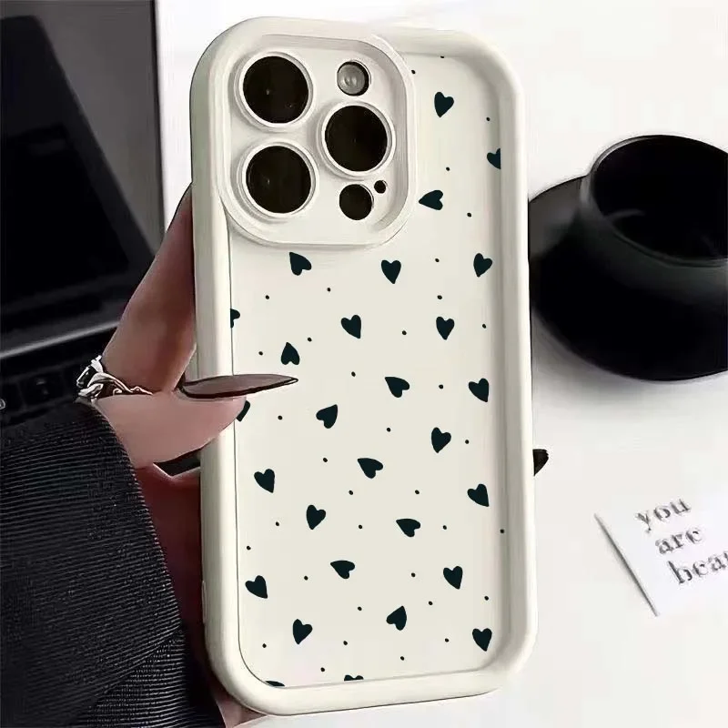 Funda negra con forma de corazón de amor para Motorola Moto E14 G54 5G G34 G24 G14 G85 G32 Edge 40 Neo 50 Fusion Pro G52 E32 Funda de silicona Capa - imagen 3