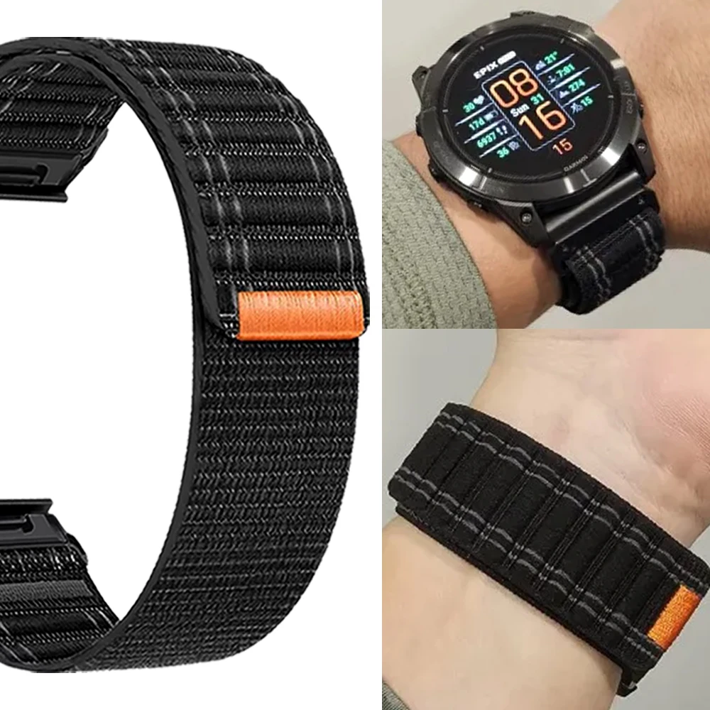 Correa deportiva de nailon QuickFit de 22mm y 26mm para Garmin Fenix 8 Pro E 5 6 7 7X/Quatix TACTIX 8/Enduro3 2 Epix Gen2 instinto 3