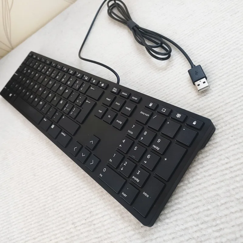 Teclado de escritorio con cable de diseño latino 320K para teclado de oficina HP USB - imagen 3