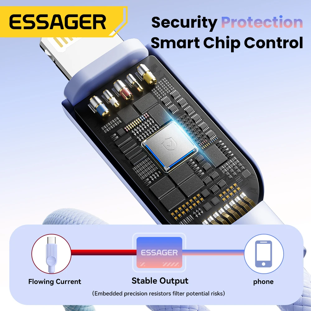 Essager-Cable USB C de Color para iPhone 14, 13, 12, 11 Pro Max, Xs, iPad, Macbook, Cable de 29W PD, carga rápida tipo C para Cable de datos de iluminación - imagen 5