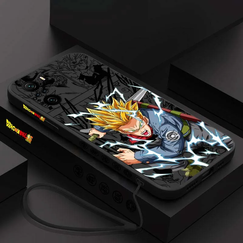D-Dragon Ball Anime Trunks para Xiaomi Redmi Note 14 13 12 11 10 9 8 Pro Plus 4G 5G cubierta de la caja del teléfono de cuerda izquierda líquida - imagen 3