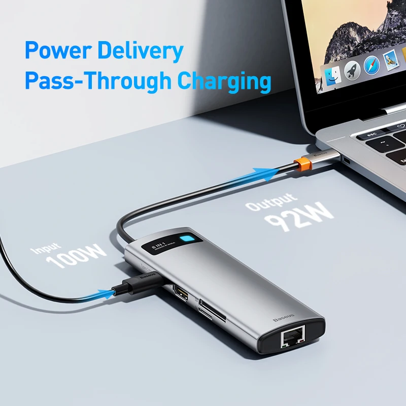Baseus Hub USB-C HDMI Ethernet 10Gbps Lector SD MacBook