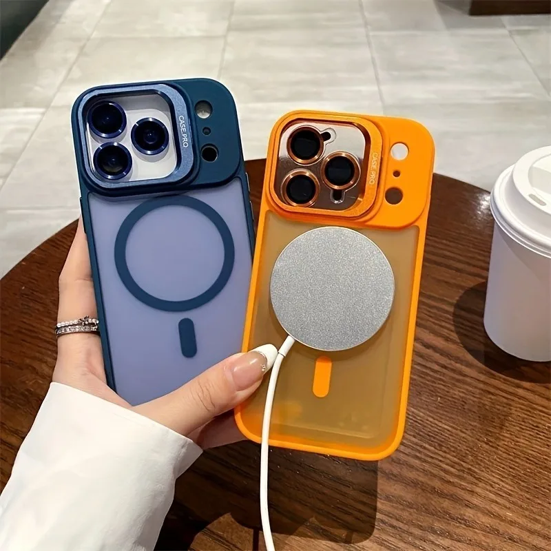 Funda de teléfono magnética de lujo a prueba de golpes para iPhone 17 13 12 15 14 16 Pro Max Plus 17Pro 17 Air fundas protectora de lente con soporte de Metal, fundas para iphone 17 16 pro max - imagen 2