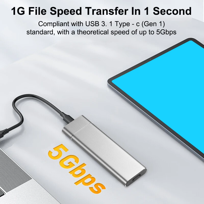 Caja M.2 SSD NGFF USB tipo C Gen1, carcasa SSD de 5Gbps, carcasa M2 SATA NGFF para SSD M2 NGFF, caja de disco duro externo, carcasa de PC M.2 - imagen 4