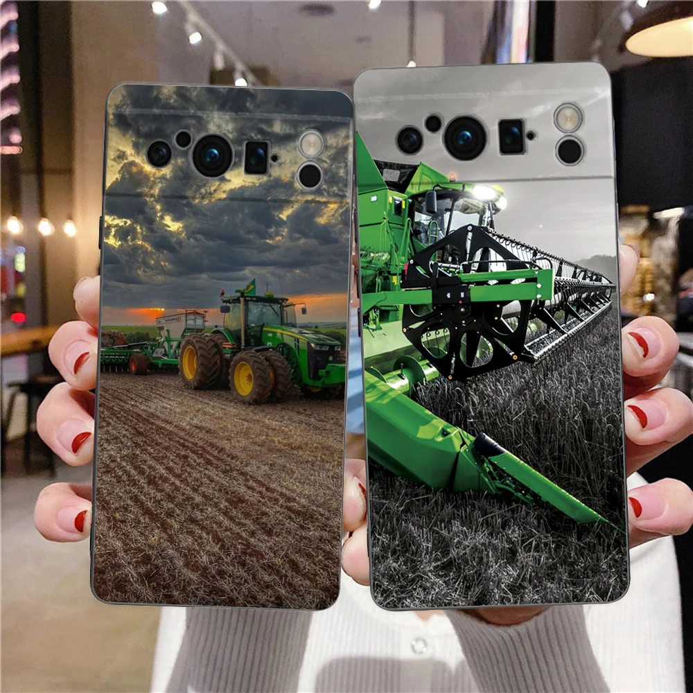 Funda de teléfono para Tractor de vehículos agrícolas, funda negra de silicona a prueba de golpes para Google pixel 9 8 7 6 Pro 8A 6A 7A 5G - imagen 2