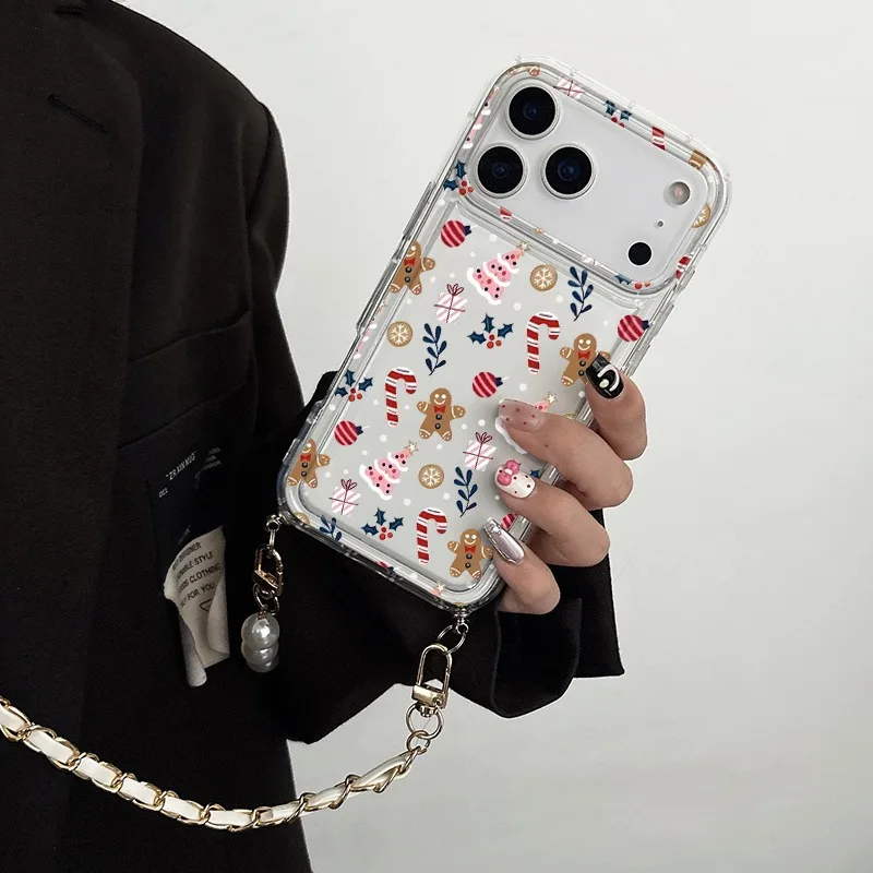 Patrón de pan de jengibre de Navidad con cadena de perlas funda de teléfono para Samsung Galaxy S24 S23 S22 Ultra Plus S25 FE A34 A33 A55 A54 - imagen 5