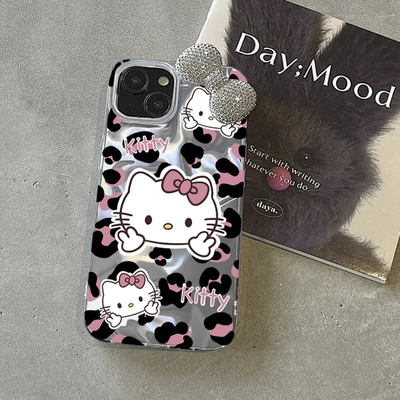 Funda de leopardo con lazo de Hello kitty 3D para OPPO Reno 14 14F 13 12 FS 13F 12F 11F 11 10 Pro 5G 7 4G 6 5 Find X3 Lite cubierta de teléfono de PC - imagen 5