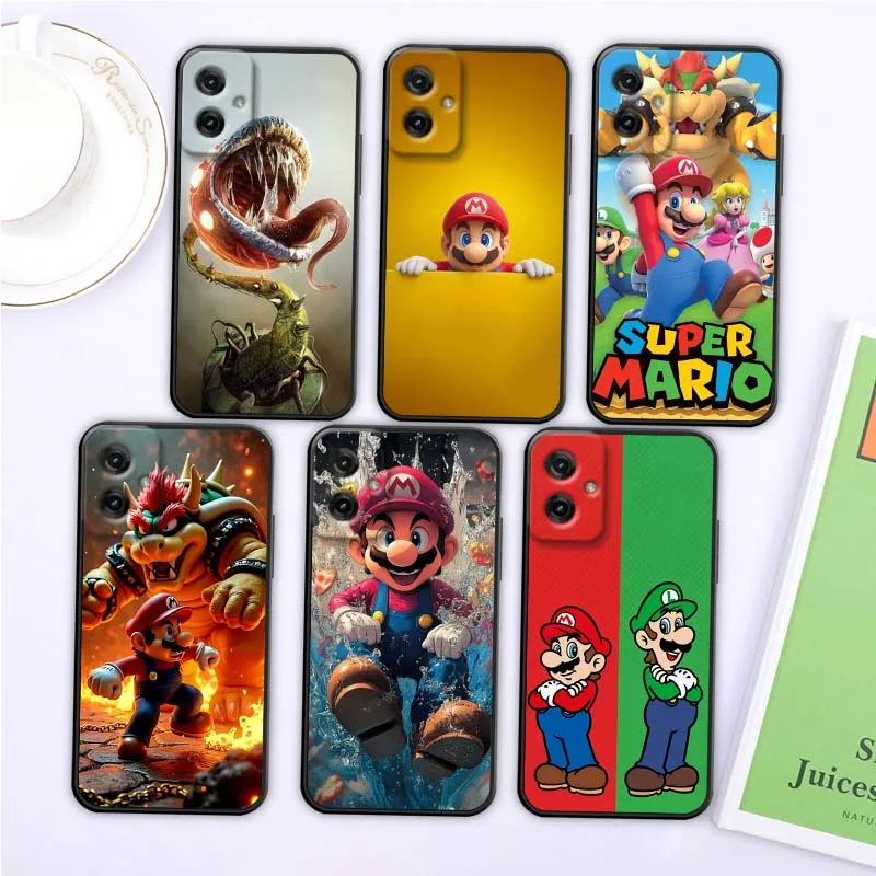 M-Marios funda de teléfono de dibujos animados de arte Popular para Motorola G85 Edge 50 G24 G35 G14 G04 40 G72 G34 G31 G Stylus G54 G13 G32 5G negro