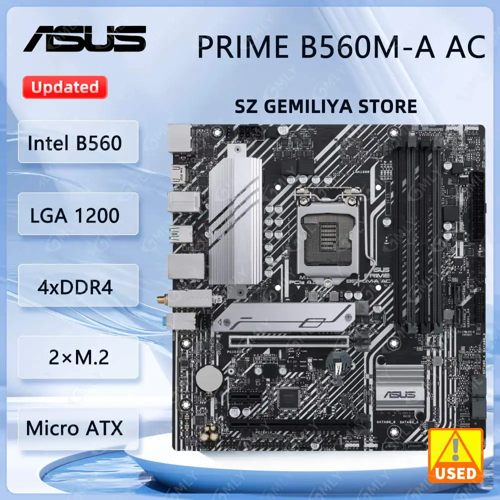 Placa base ASUS PRIME B560M-A AC Intel B560 LGA 1200 DDR4 128GB compatible con Core i3-10100 i5-11400 i7-10700F 11900F