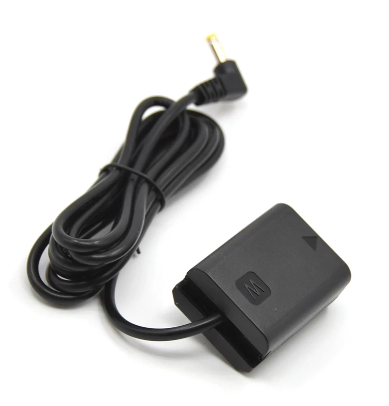 AC-PW20 acoplador CC NP-FW50 NPFW50 batería simulada 4,0*1,7mm macho para Sony A6000 A6300 A6500 A7000 a7 a7R NEX5 SLT A65 A77 ZV-E10 - imagen 4