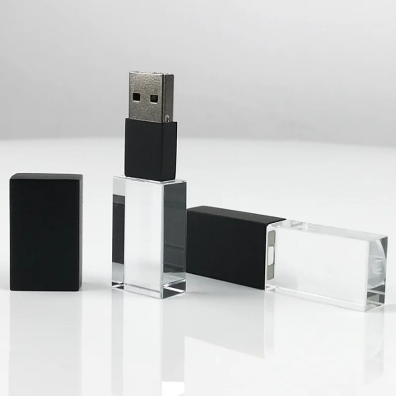 Unidad flash de alta velocidad USB3.0 de cristal de metal con logotipo de grabado láser personalizado gratis 8GB 16GB 32GB 64GB 128GB - imagen 2