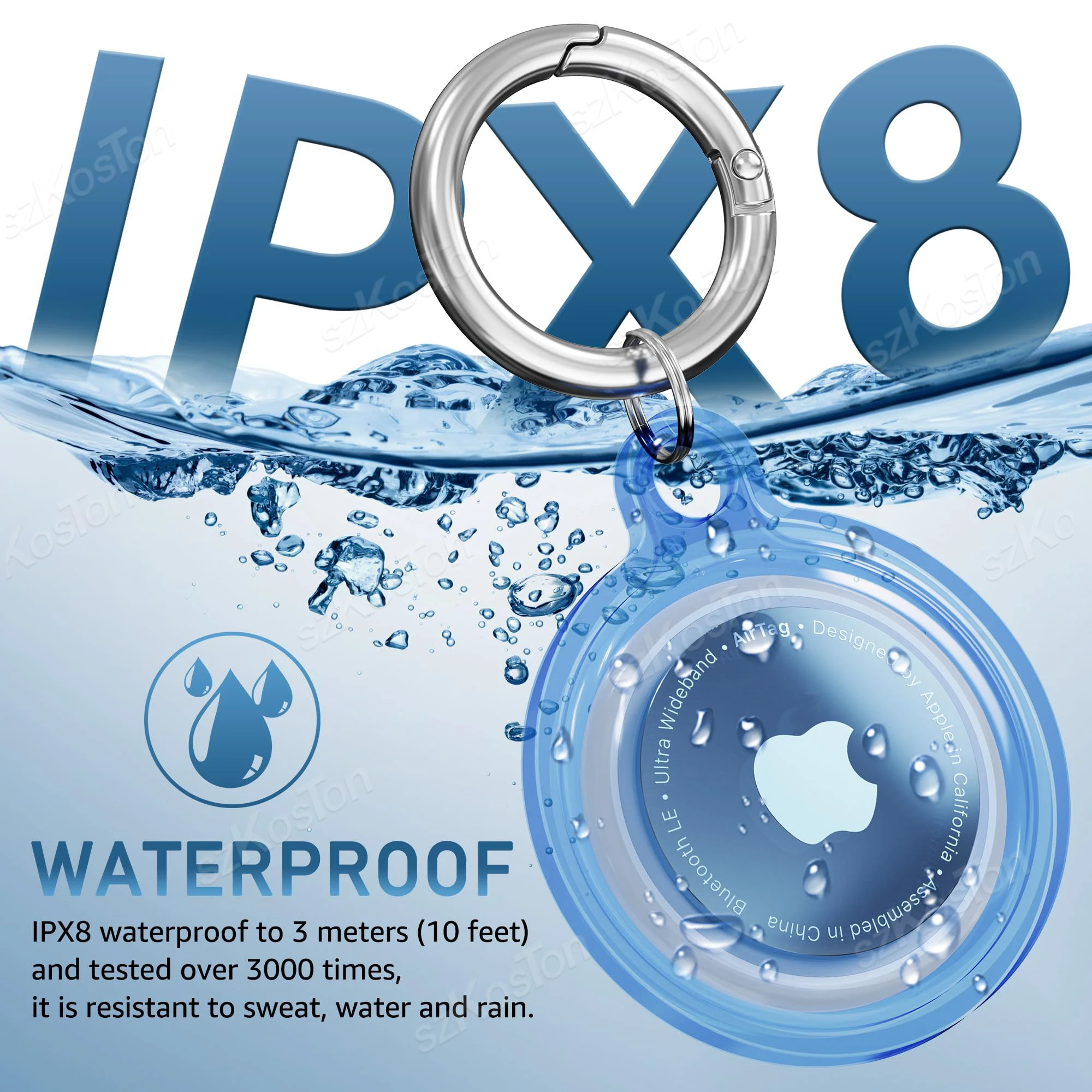 Paquete de 4 para soporte Airtag, funda protectora de silicona impermeable con llavero, cubierta protectora para etiqueta de aire, Collar de perro, llaves de equipaje - imagen 2