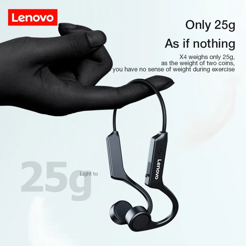 Auriculares de conducción ósea Lenovo X4 Bluetooth V5.1, auriculares inalámbricos de alta fidelidad con gancho para la oreja, auriculares impermeables para negocios - imagen 5