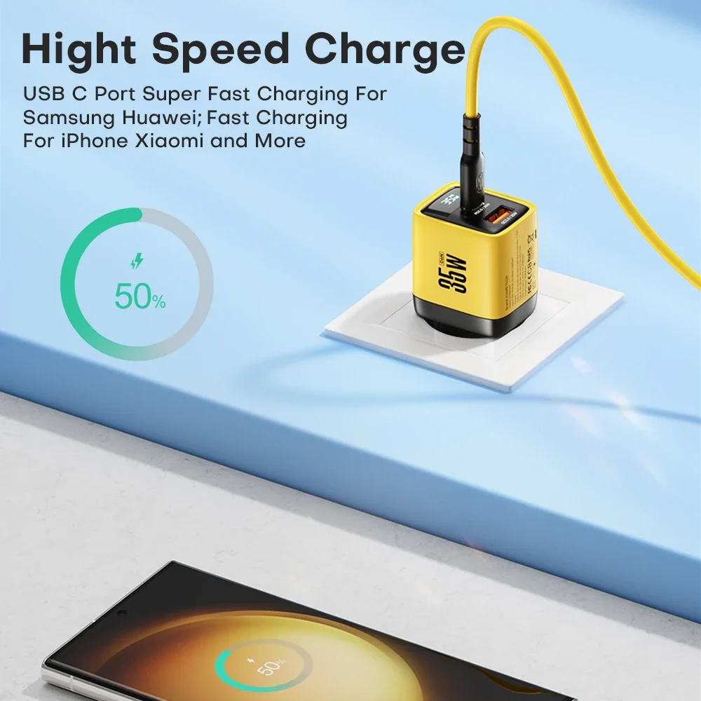 Cargador USB-C GaN con pantalla LED y carga rápida para iPhone - imagen 4