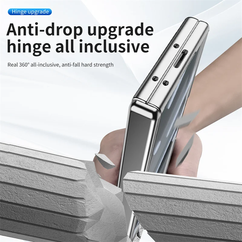 Para Samsung Galaxy Z Fold 6 5 4 3 5G chapado Hyaline resorte bisagra soporte funda de teléfono Protector de pantalla película 360 °   Funda protectora - imagen 4
