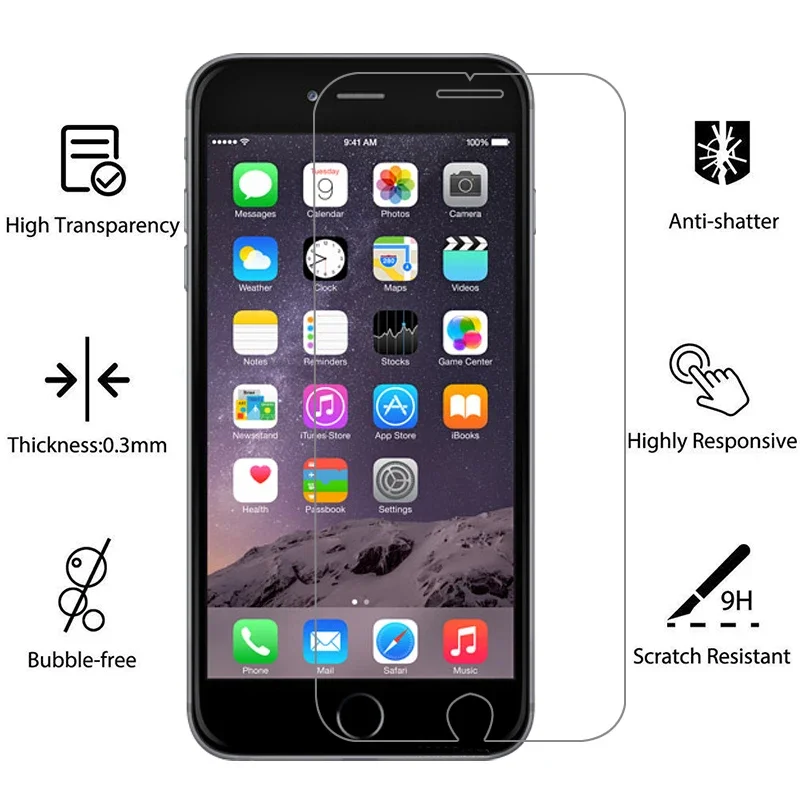 Vidrio templado protector para apple iphone 6 6s plus protector de pantalla en iphone6 6 s s6 6plus 6splus película i teléfono iphone ipone - imagen 2