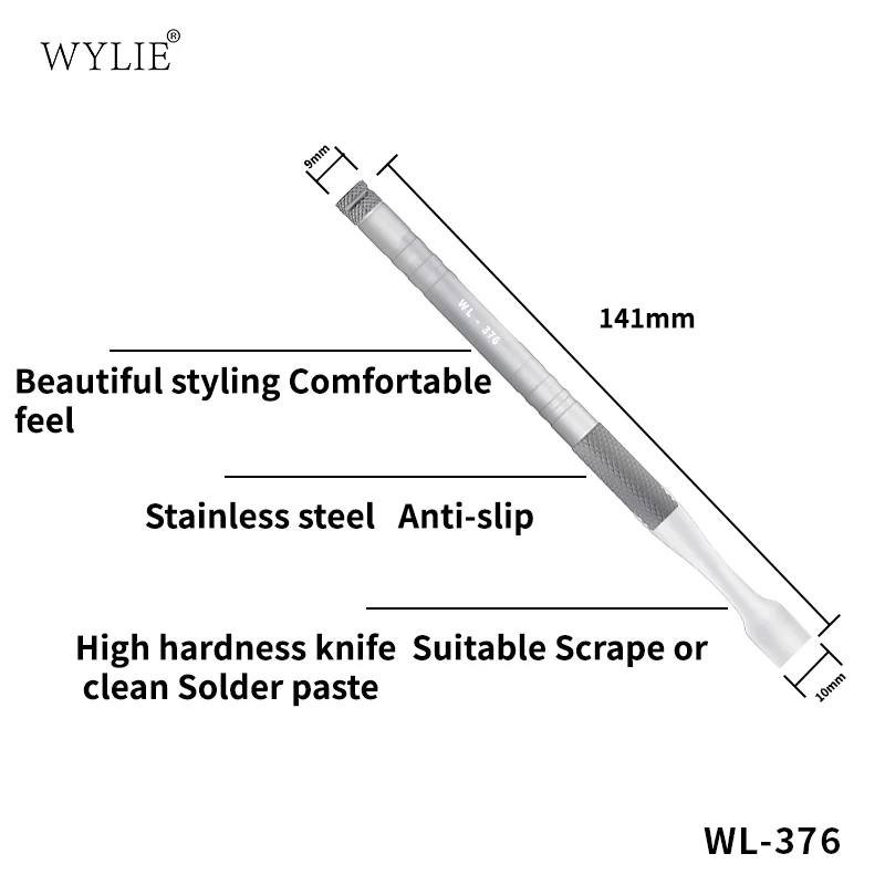 WYLIE WL-376 raspador de estaño de acero inoxidable no magnético textura antideslizante para reparación de teléfonos móviles y tabletas herramienta de palanca raspadora de estaño - imagen 2