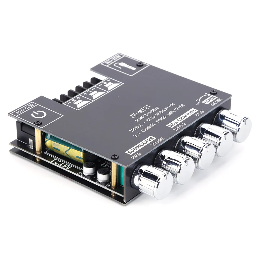 ZK-MT21 Bluetooth 5,0 placa amplificadora de subwoofer de 2,1 canales 2x50W y 100W de potencia para experiencia de cine en casa - imagen 3