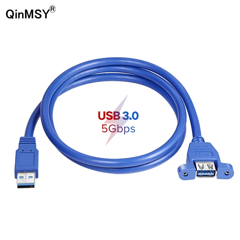 Cable de extensión USB3.0 Cable USB 3,0 extensor macho a hembra sincronización de datos sin tornillo conector de montaje en Panel para disco duro de impresora de PC