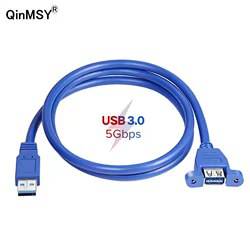 Cable de extensión USB3.0 Cable USB 3,0 extensor macho a hembra sincronización de datos sin tornillo conector de montaje en Panel para disco duro de impresora de PC