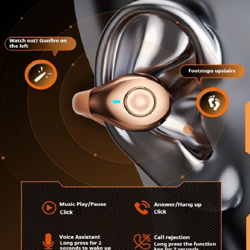 Auriculares de conducción ósea con Clip, sonidos envolventes, inalámbricos por Bluetooth, auriculares con reducción de ruido, auriculares deportivos con micrófono - imagen 4