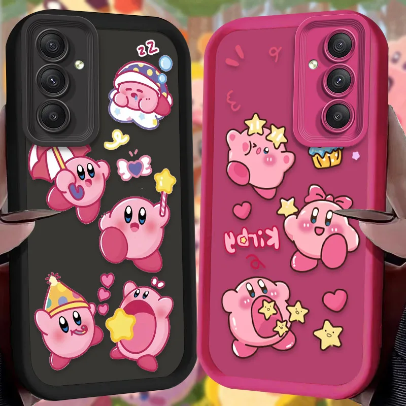 Preciosa funda K-Kirby de dibujos animados para Samsung Galaxy S25 S24 S23 Ultra S22 S21 Plus FE 5G A54 A34 A14 A73 A53 A33 5G funda de silicona