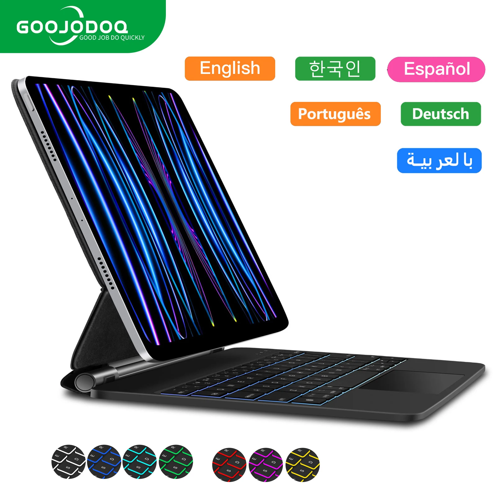 GOOJODOQ teclado mágico retroiluminado para iPad Air 6 2024 funda para iPad Air 11 pulgadas funda iPad Air 5 Air 4 funda folio de 10,9 pulgadas - imagen 2