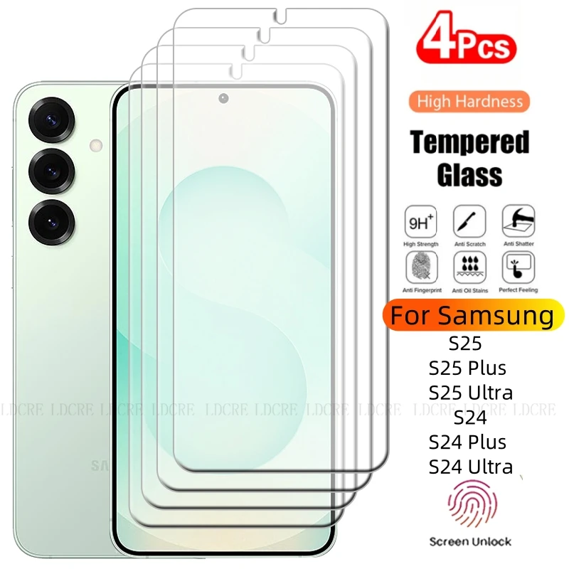 4 Uds para Samsung S25 vidrio para Samsung Galaxy S25 S24 Ultra Protector de pantalla 9H vidrio templado transparente protector Samsung S25 Plus