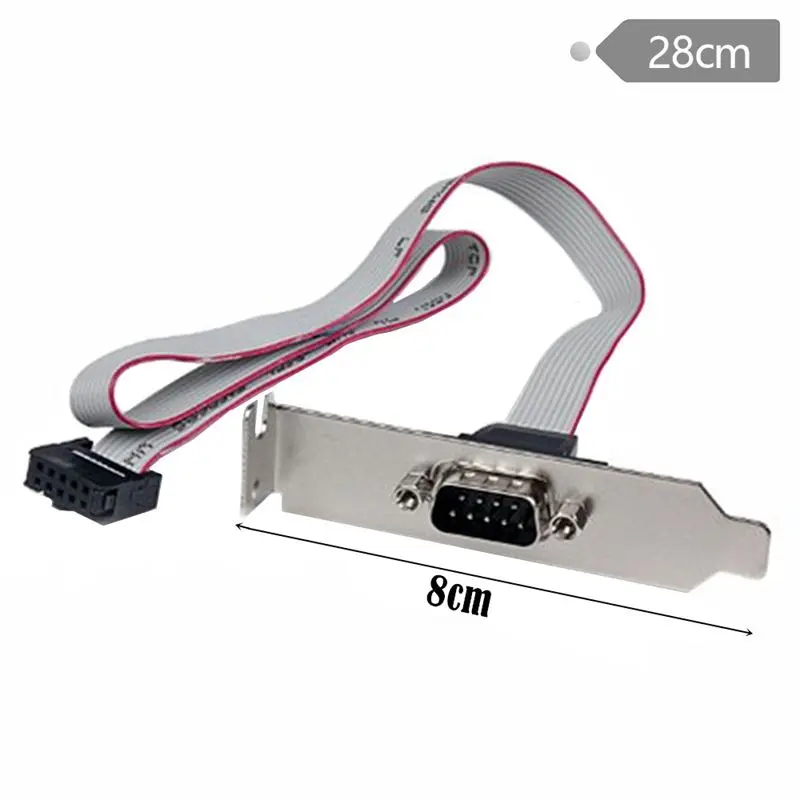 28 cm RS232 Serial D-Sub DB9 9 pines macho a IDC Cable de cinta hembra de 10 pines media altura soporte de altura completa - imagen 4