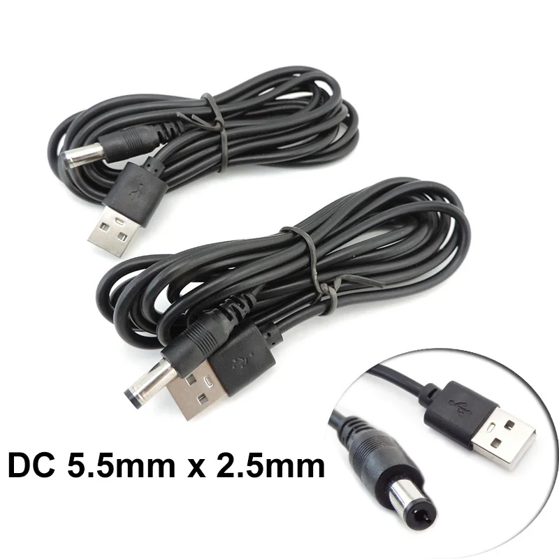 USB 2,0 macho A a CC 5,5mm x 2,5mm enchufe Jack Cable de alimentación CC conector 5V Cable línea 5,5mm * 2,1mm