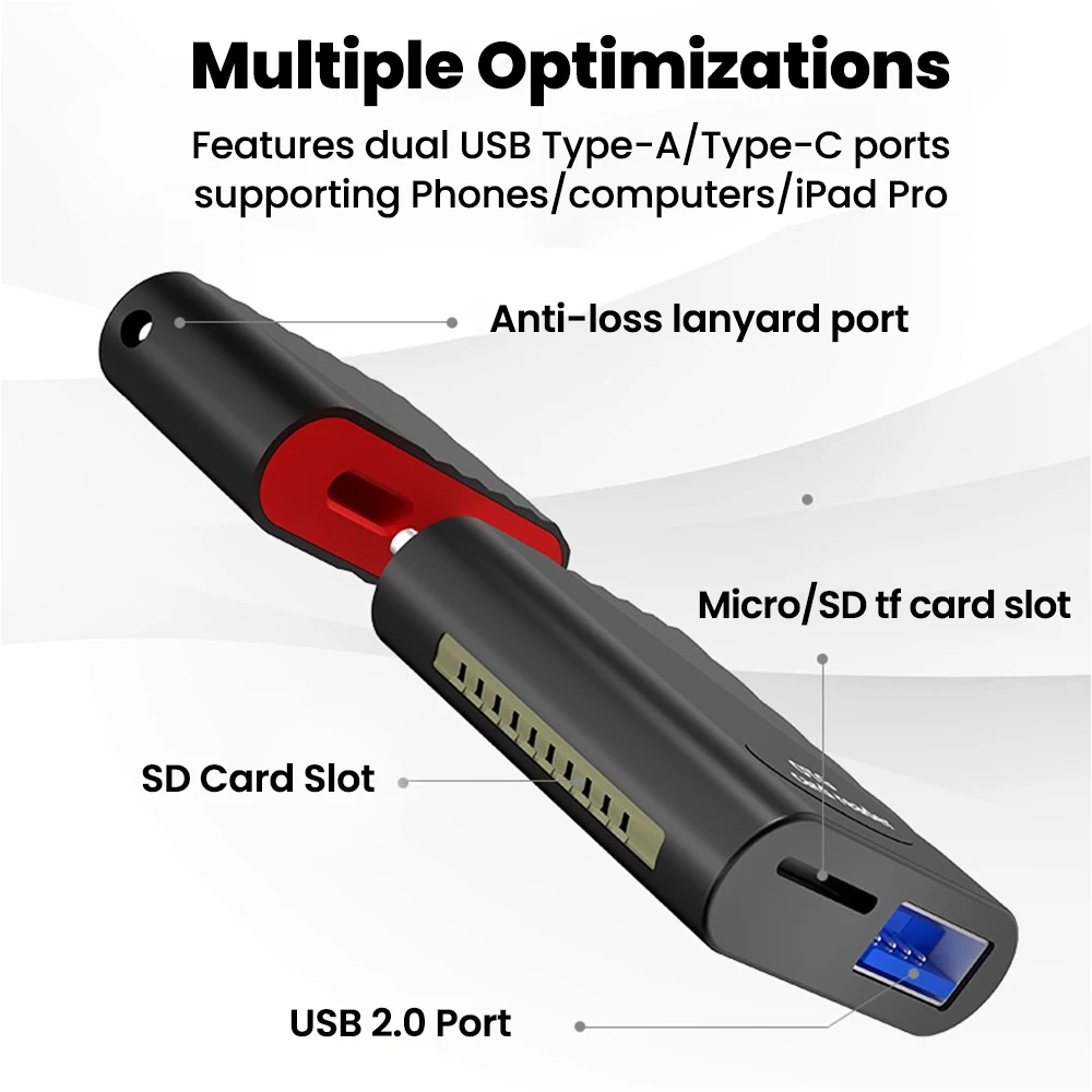 Lector de tarjetas multifuncional 6 en 1, adaptador OTG USB 2,0 a tarjetas TF/SD, adaptador de memoria de diseño combinado portátil para teléfono y portátil - imagen 2