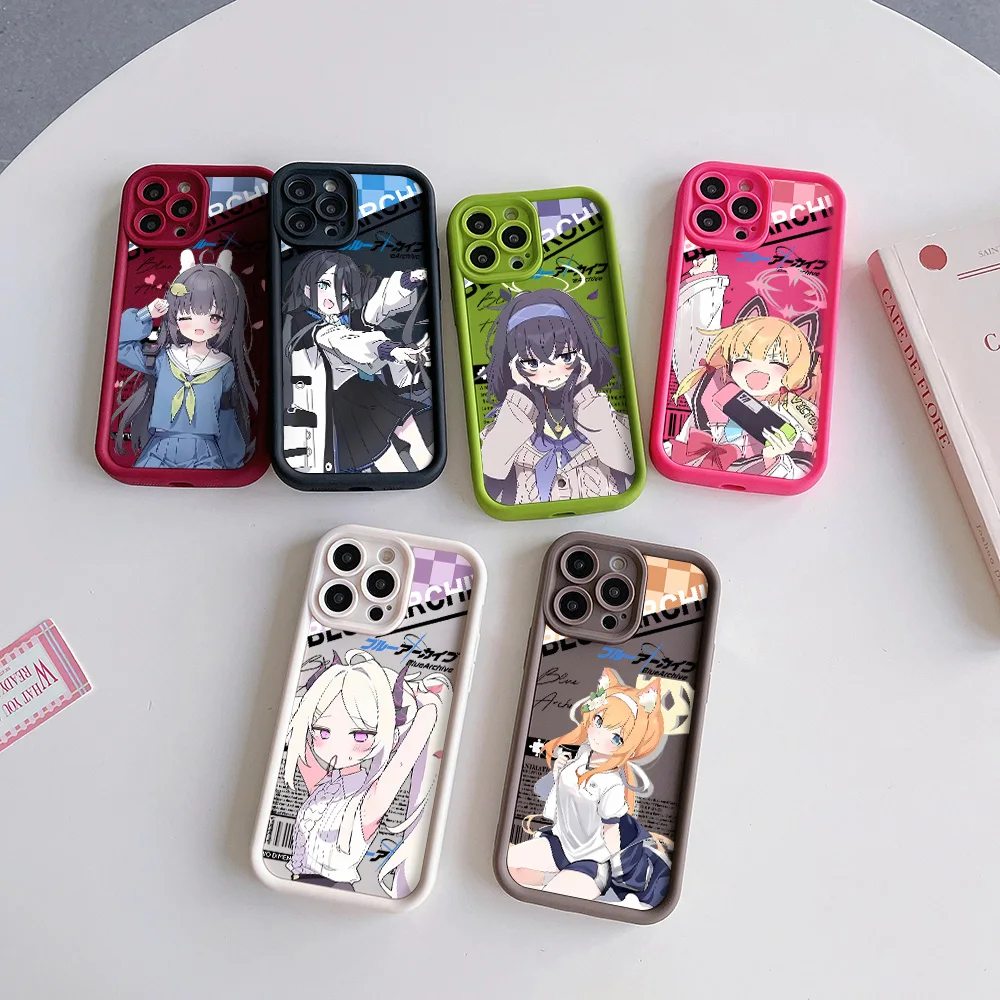 Funda de teléfono con archivo azul de dibujos animados, carcasa trasera de TPU suave para IPhone 16, 15, 14, 13, 12, 11 Pro Max, Mini, XR, XS, X, 7, 8 Plus