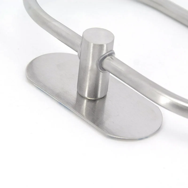 Colgador de anillo para toalla, toalla de mano resistente de acero inoxidable, soporte de pared de Base redonda, autoadhesivo, estante de almacenamiento sin taladro - imagen 5