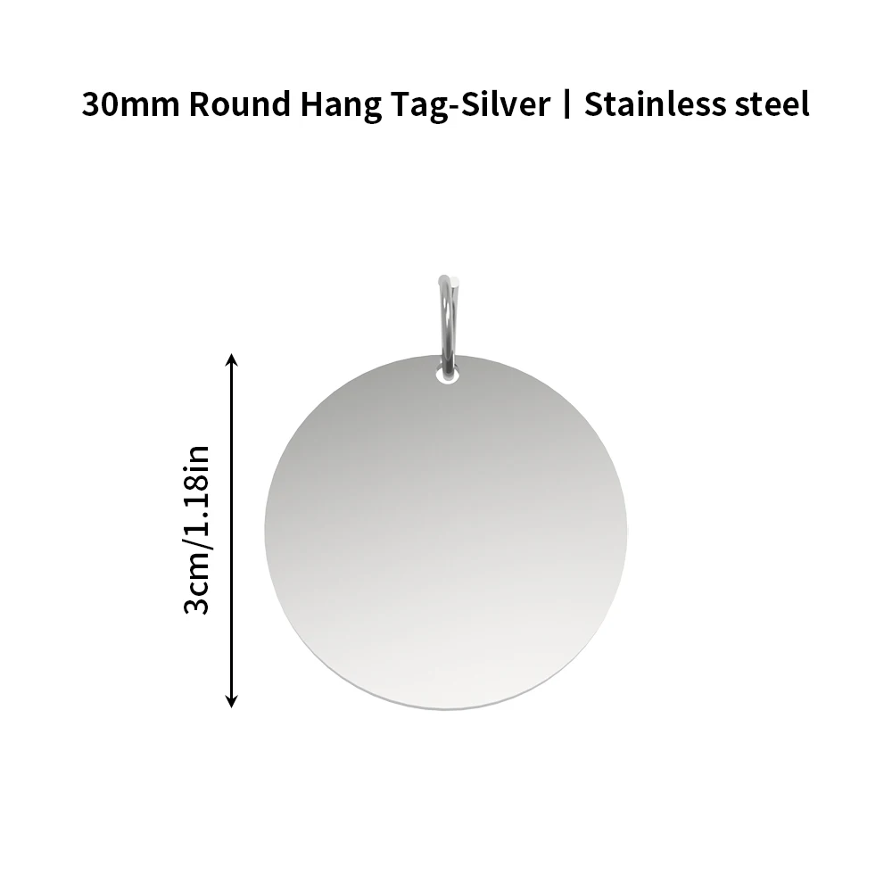 5 uds para Bambu Lab 20/30mm acero inoxidable DlY alta calidad grabado láser etiqueta colgante redonda plata para regalo decorativo - imagen 4