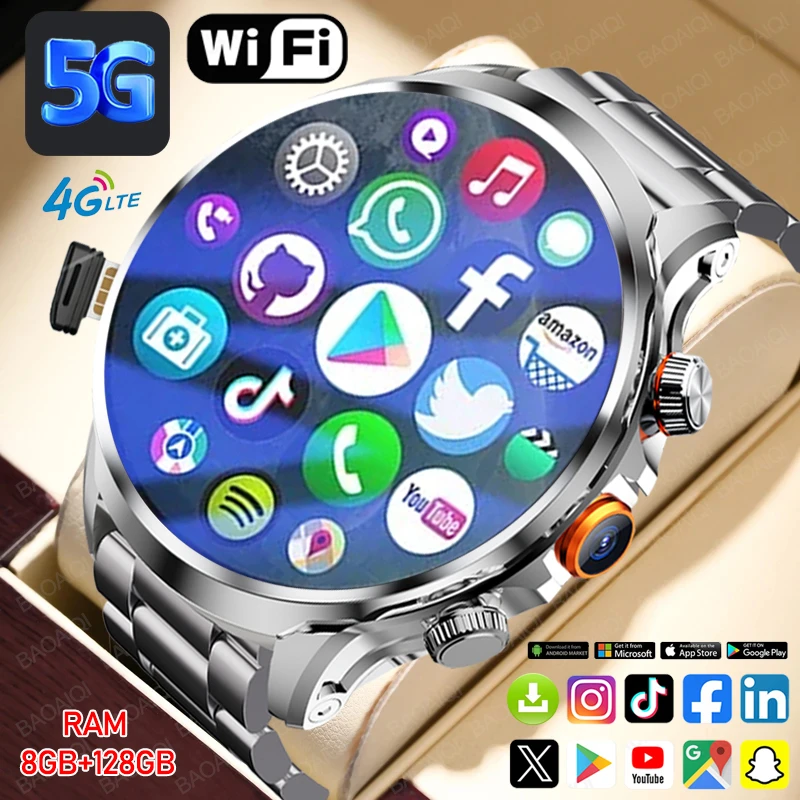Reloj inteligente 5G/4G para hombre 1,95 pulgadas AMOLED 8GB + 128GB RAM HD 500W cámara WatchSmart GPS WIFI Google aplicación descargar reloj inteligente 1100 mAh - imagen 2