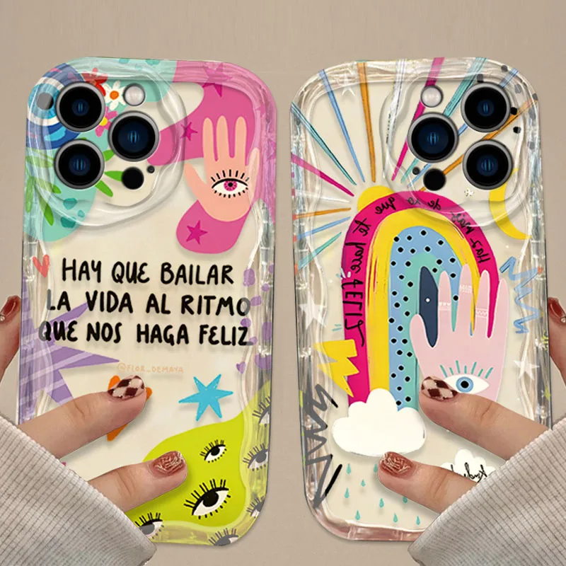 Funda colorida con diseño de ojo de arte, amor, corazón, onda 3D, para iPhone 15, 14, 13, 12, 11 Pro Max X XR XS 8, 7, 6, 6S Plus SE 2020, funda transparente a prueba de golpes - imagen 2