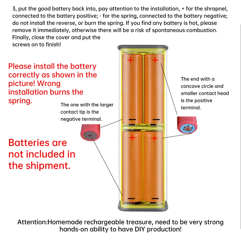 Kit de bricolaje de energía móvil, carcasa de caja de batería de 22,5 W, carga rápida bidireccional con luz LED, caja de batería transparente - imagen 3
