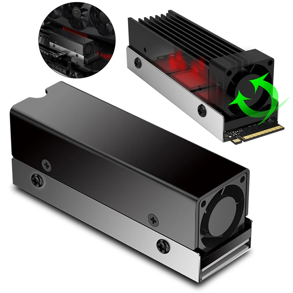 Ventilador de refrigeración M.2 SSD 2280, disipador térmico M2 2280, unidad de estado sólido, junta de disipador térmico con almohadilla térmica de aluminio, accesorios para carcasa de PC