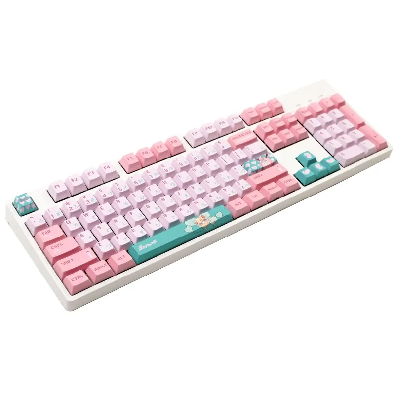 142 teclas/juego increíble elfo Keycap PBT tinte subcama rosa verde Keycaps Cherry perfil Gaming Key Caps para 61 64 68 84 87 96 980 104 - imagen 5