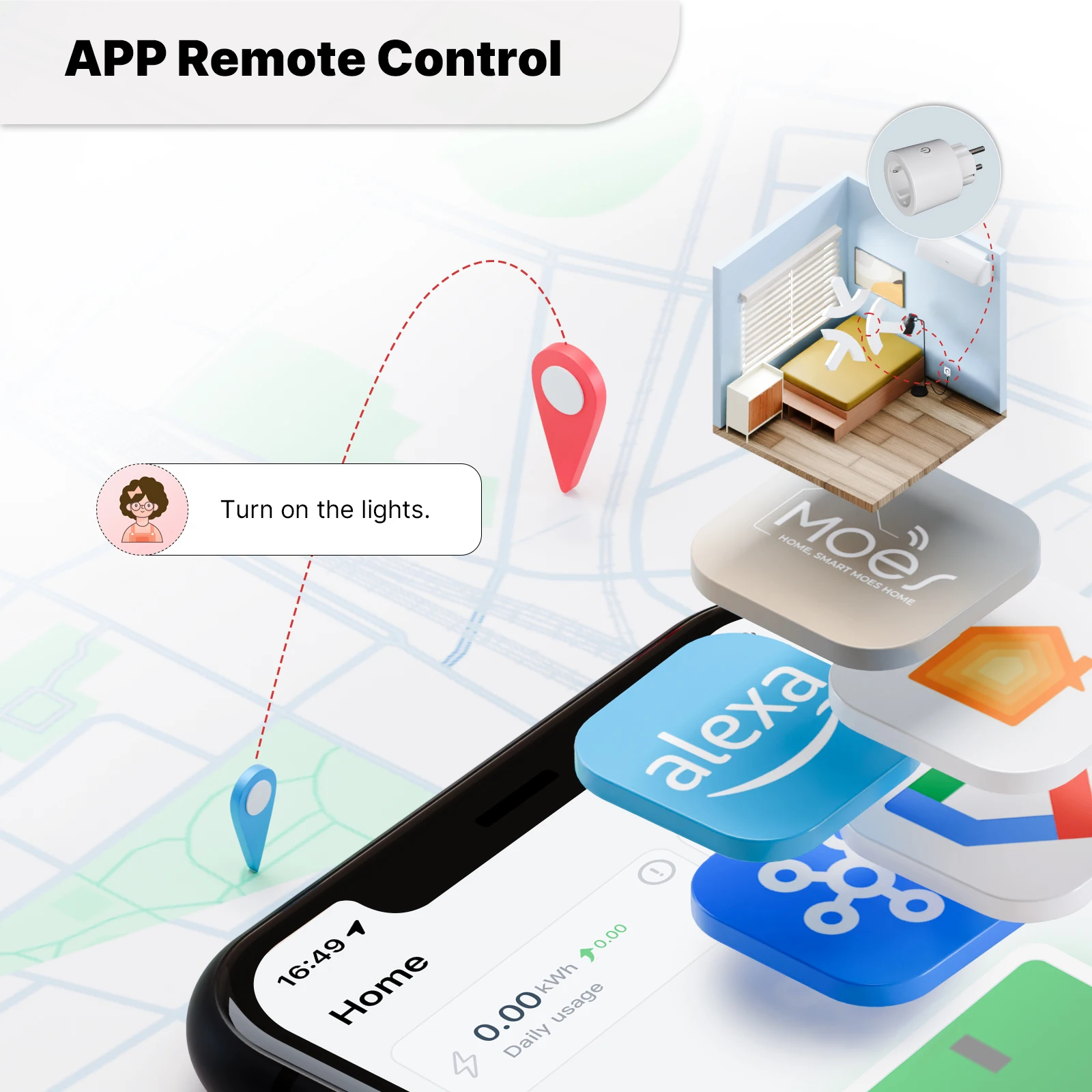 MOES-enchufe inteligente UE/EE. UU./Reino Unido, enchufe WiFi con temporizador de 15/16A, Monitor de potencia, compatible con TUYA, Apple, Homekit con Google Home, Alexa - imagen 2