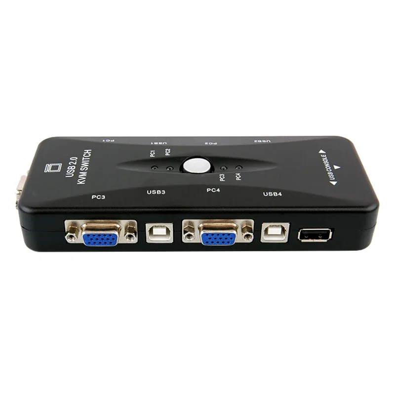 Conmutador KVM USB 2,0, conmutador KVM VGA de 4 puertos, adaptador de conector VGA para 4 ordenadores, ordenador portátil, PC, compartir un conjunto de Monitor de teclado y ratón - imagen 3