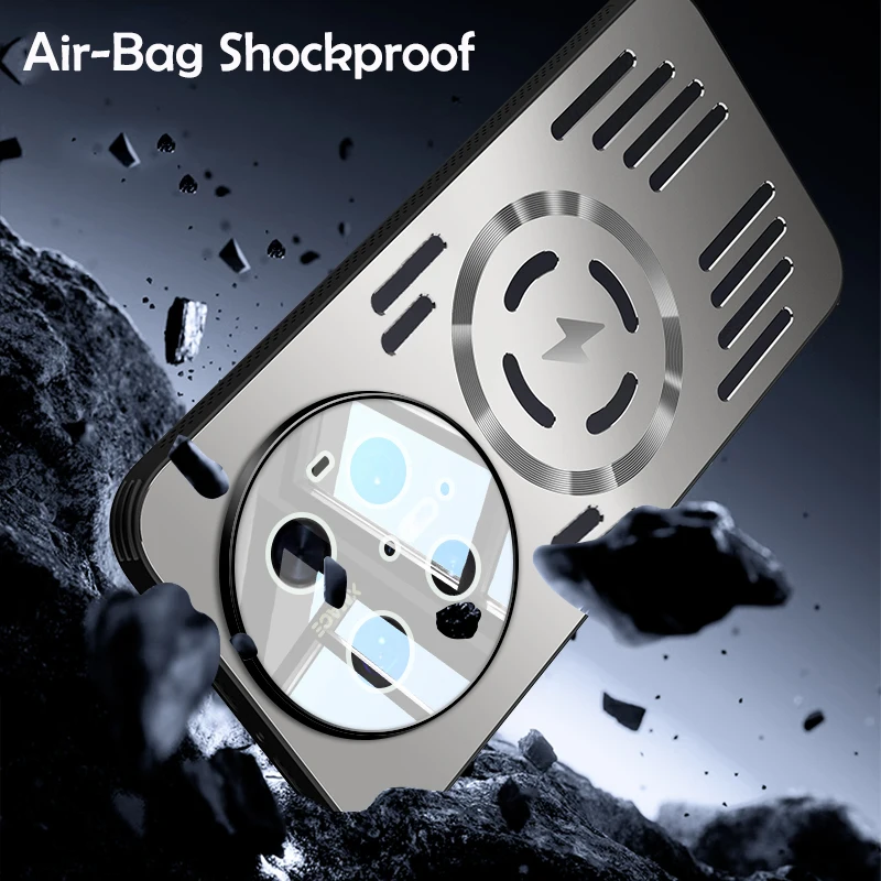 Funda de carga inalámbrica magnética de disipación de calor de Metal duro para Huawei Mate 70 60 50 40 Pro funda protectora trasera fresca - imagen 5