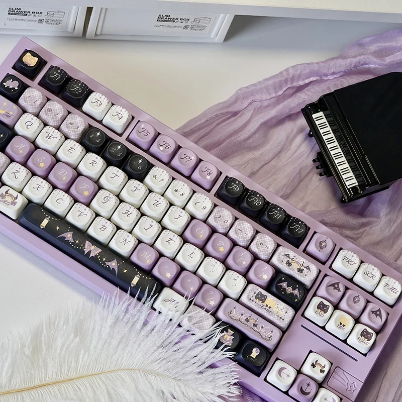 Keycap Moa Purple Star Weaving Witch Sublimación térmica de cinco caras Pbt Personalizado Teddy75 Keycap 129 teclas - imagen 4