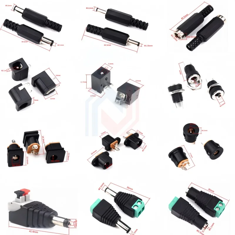 10 unids/lote DC toma de corriente Dc002 conector 3,5x1,1mm/3,5x1,3mm enchufe Dc005 conector macho 022b USB 5,5x2,1mm/5,5x2,5mm