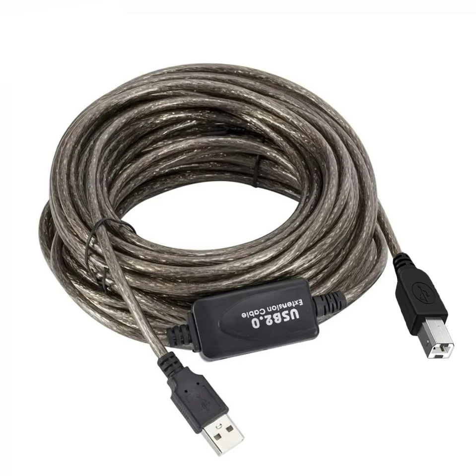 Cable de datos repetidor activo de alta velocidad, 10M, 15M de largo, con Chip USB 2,0 A a B, Cable pasivo/Activo para ordenador portátil, PC, impresora y escáner - imagen 3