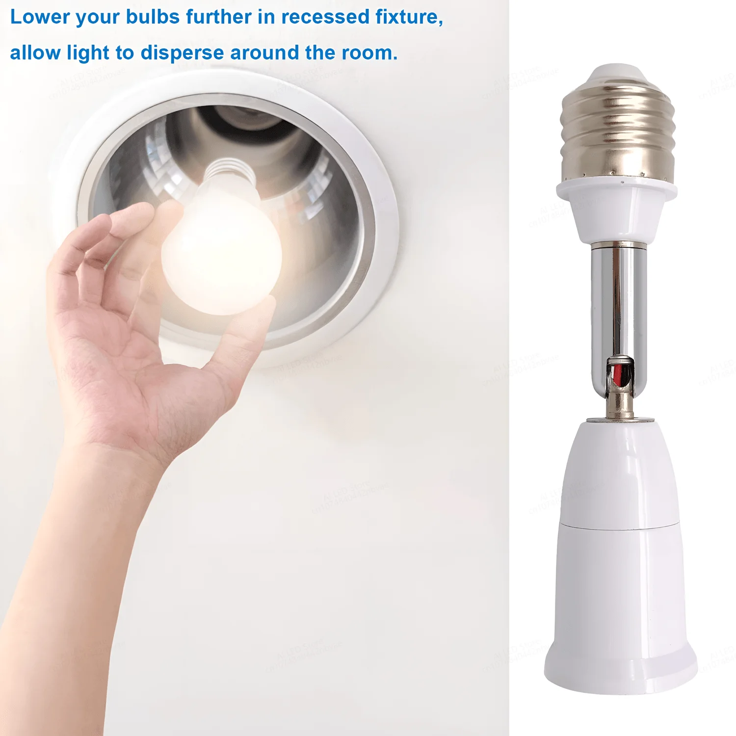 Divisor E27 2 en 1 cabezales AC85-265v ajustable 220V 110V E27 a E27 Base adaptador de bombilla LED convertidor portalámparas divisor de enchufe - imagen 4